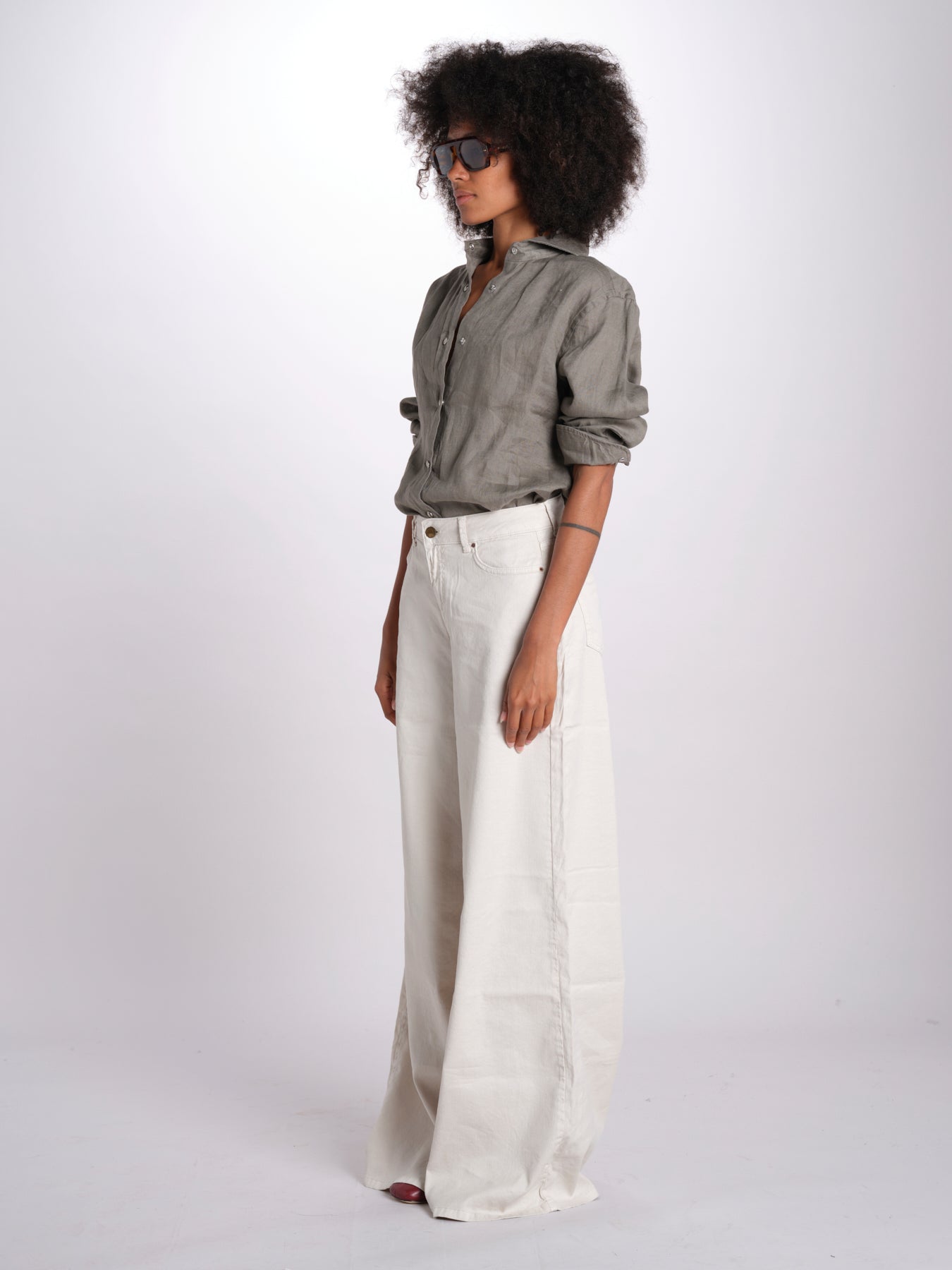 pantalone 4 tasche in misto lino SERENA XML01 182 AVORIO ps don't forget me 
