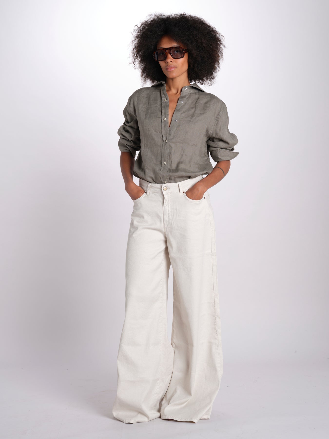 pantalone 4 tasche in misto lino SERENA XML01 182 AVORIO ps don't forget me 