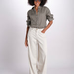 pantalone 4 tasche in misto lino SERENA XML01 182 AVORIO ps don't forget me 