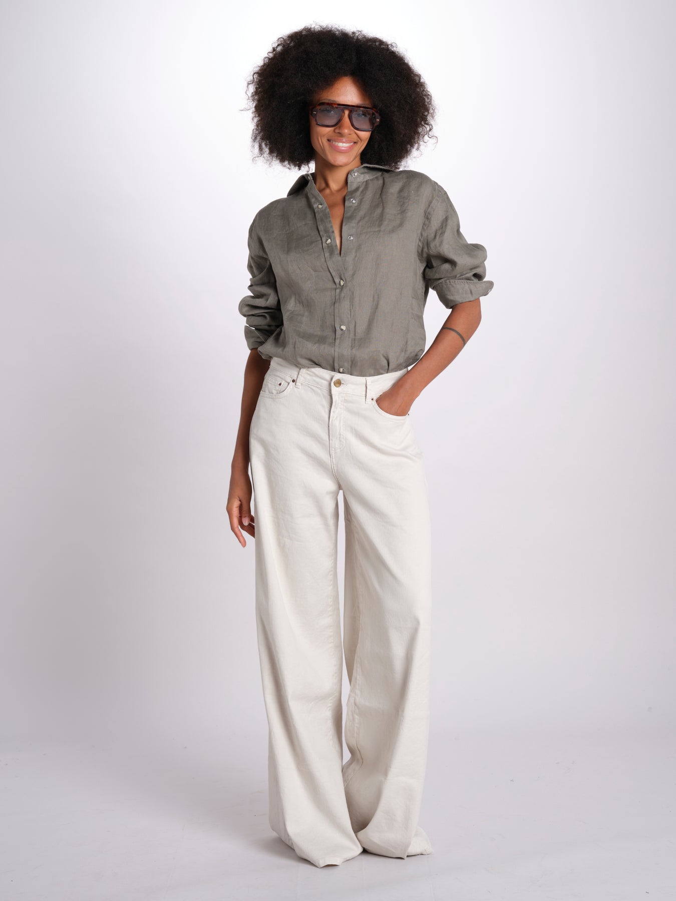 pantalone 4 tasche in misto lino SERENA XML01 182 AVORIO ps don't forget me 