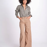 pantalone 4 tasche in misto lino SERENA XML01 183 NOCCIOLA ps don't forget me 