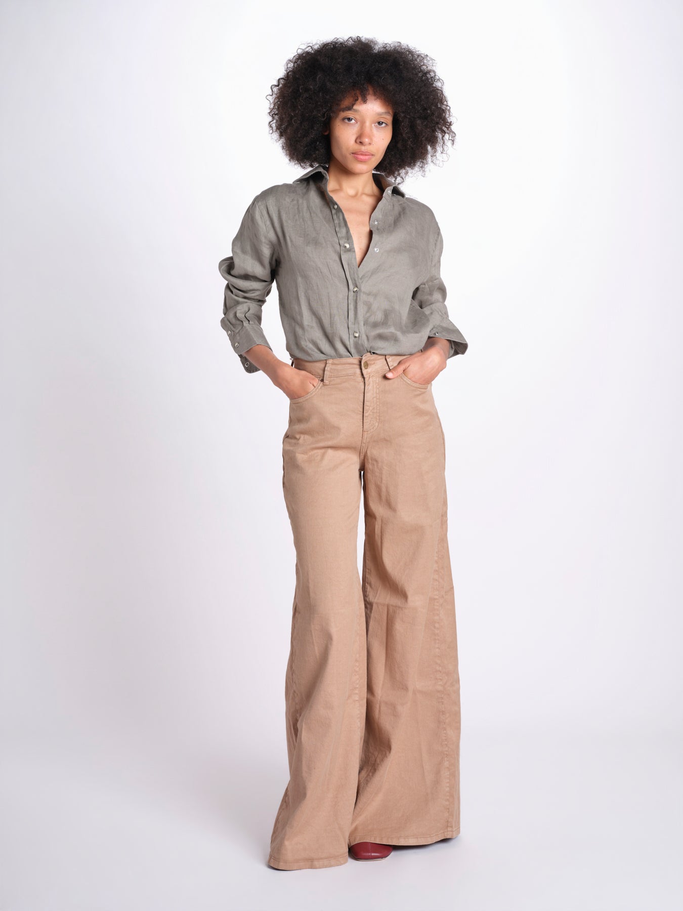 pantalone 4 tasche in misto lino SERENA XML01 183 NOCCIOLA ps don't forget me 