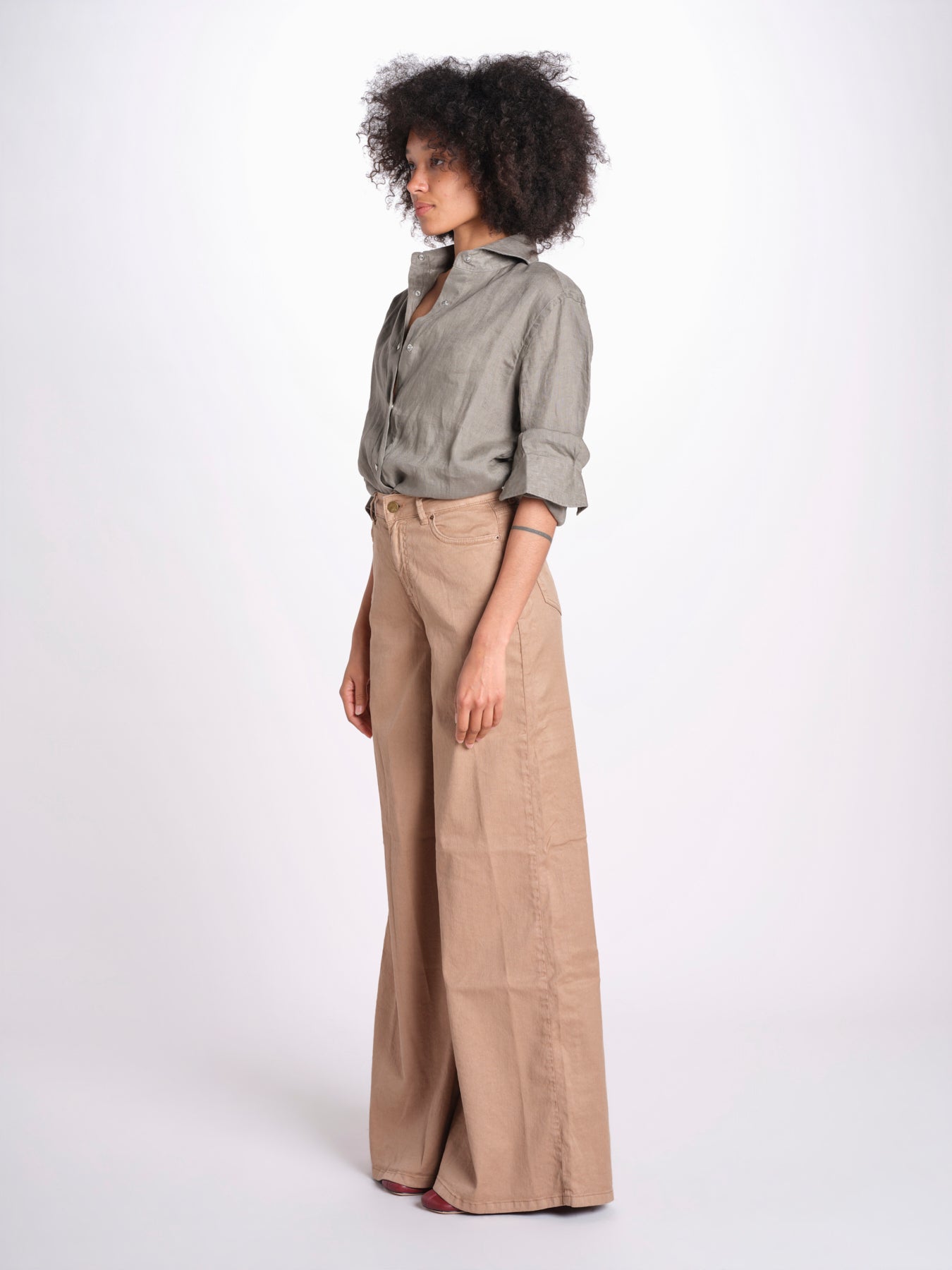 pantalone 4 tasche in misto lino SERENA XML01 183 NOCCIOLA ps don't forget me 