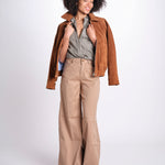 pantalone 4 tasche in misto lino SERENA XML01 183 NOCCIOLA ps don't forget me 