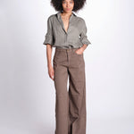 pantalone 4 tasche in misto lino SERENA XML01 193 CIOCCOLATO ps don't forget me 
