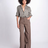 pantalone 4 tasche in misto lino SERENA XML01 193 CIOCCOLATO ps don't forget me 