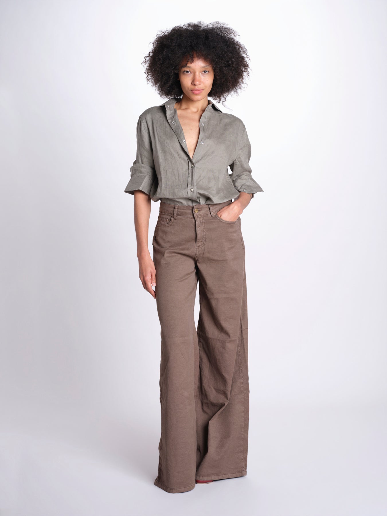 pantalone 4 tasche in misto lino SERENA XML01 193 CIOCCOLATO ps don't forget me 