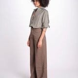pantalone 4 tasche in misto lino SERENA XML01 193 CIOCCOLATO ps don't forget me 