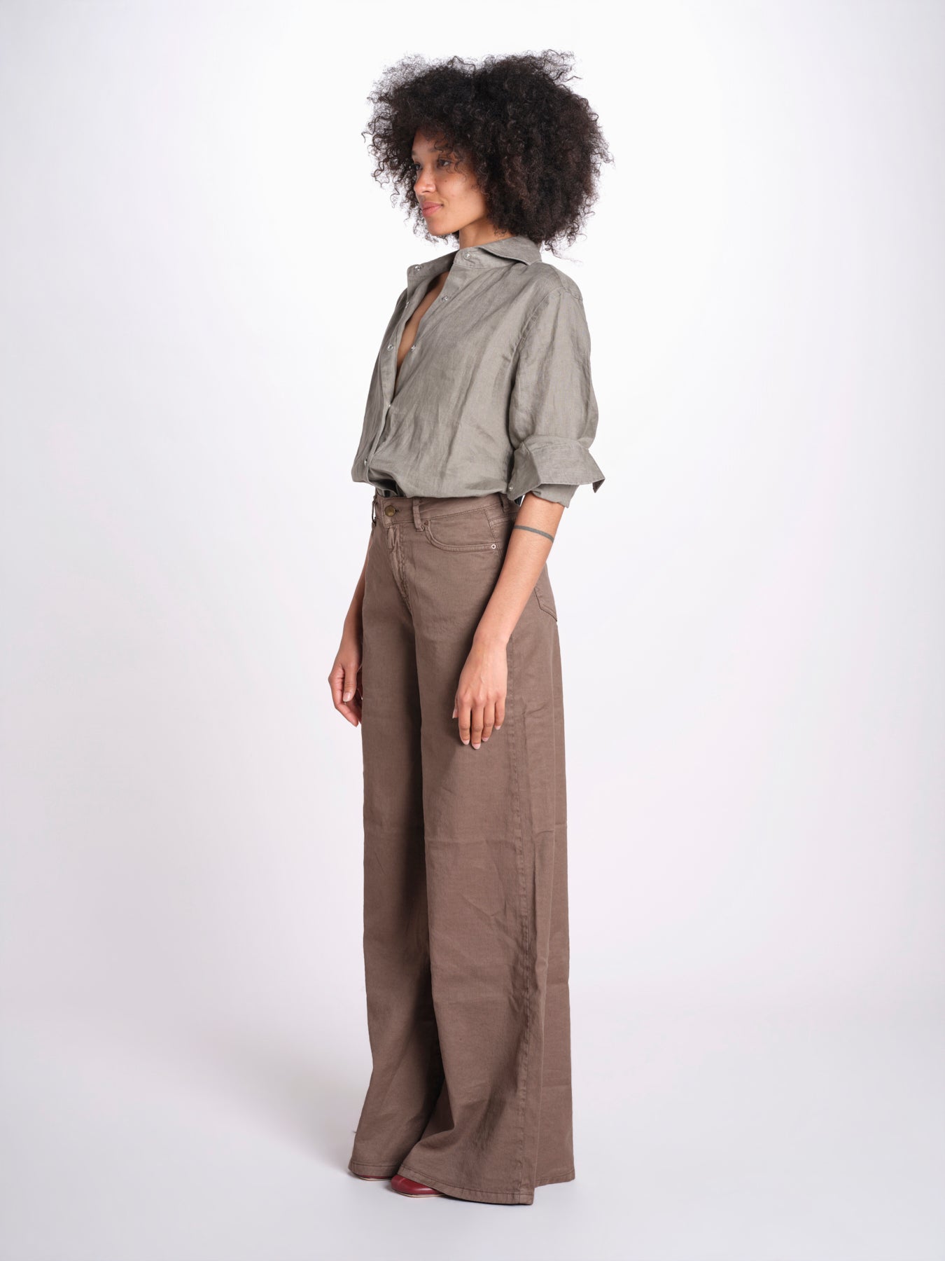 pantalone 4 tasche in misto lino SERENA XML01 193 CIOCCOLATO ps don't forget me 