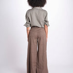 pantalone 4 tasche in misto lino SERENA XML01 193 CIOCCOLATO ps don't forget me 