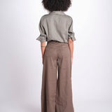 pantalone 4 tasche in misto lino SERENA XML01 193 CIOCCOLATO ps don't forget me 
