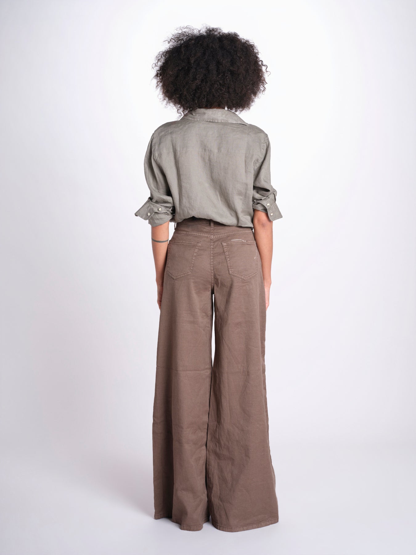 pantalone 4 tasche in misto lino SERENA XML01 193 CIOCCOLATO ps don't forget me 