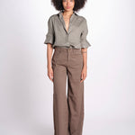 pantalone 4 tasche in misto lino SERENA XML01 193 CIOCCOLATO ps don't forget me 