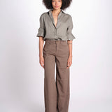 pantalone 4 tasche in misto lino SERENA XML01 193 CIOCCOLATO ps don't forget me 