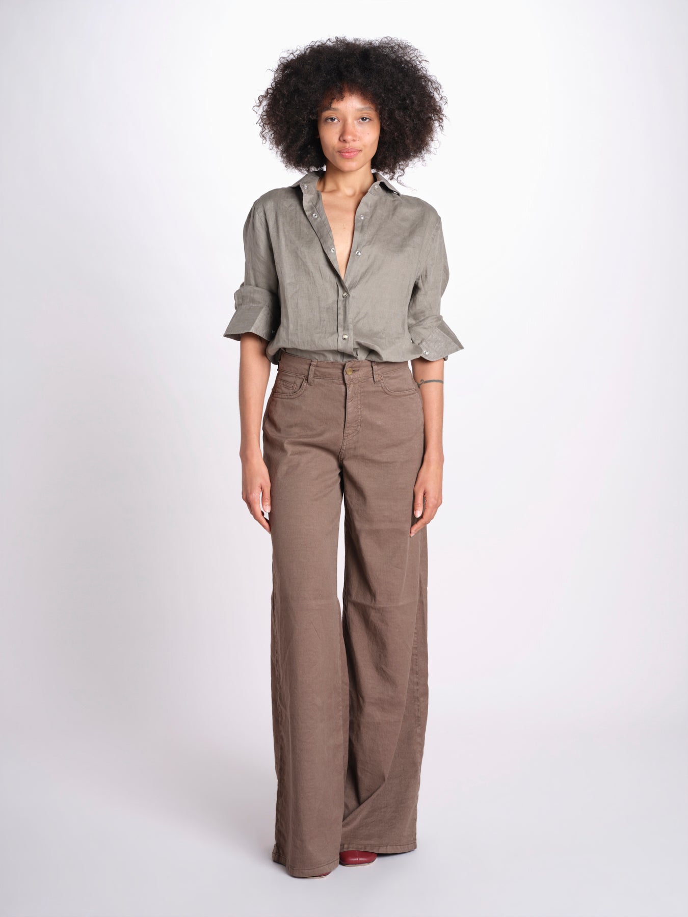 pantalone 4 tasche in misto lino SERENA XML01 193 CIOCCOLATO ps don't forget me 