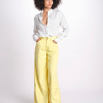 pantalone 4 tasche in misto lino SERENA XML01 196 BANANA ps don't forget me 