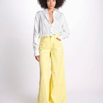 pantalone 4 tasche in misto lino SERENA XML01 196 BANANA ps don't forget me 