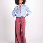 pantalone 4 tasche in misto lino SERENA XML01 197 BORGOGNA ps don't forget me 