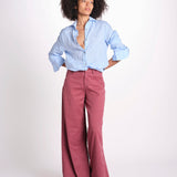 pantalone 4 tasche in misto lino SERENA XML01 197 BORGOGNA ps don't forget me 