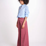 pantalone 4 tasche in misto lino SERENA XML01 197 BORGOGNA ps don't forget me 
