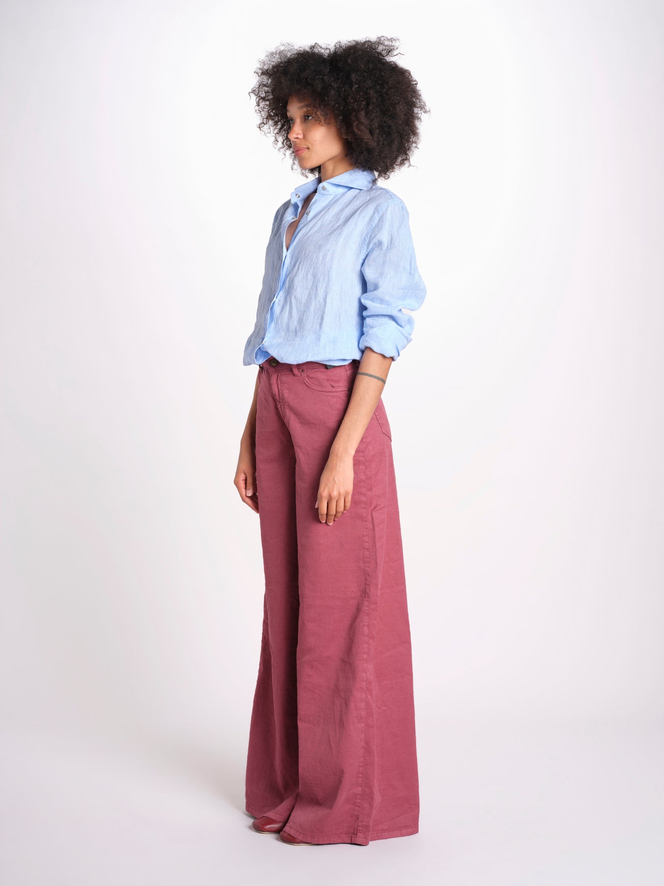 pantalone 4 tasche in misto lino SERENA XML01 197 BORGOGNA ps don't forget me 