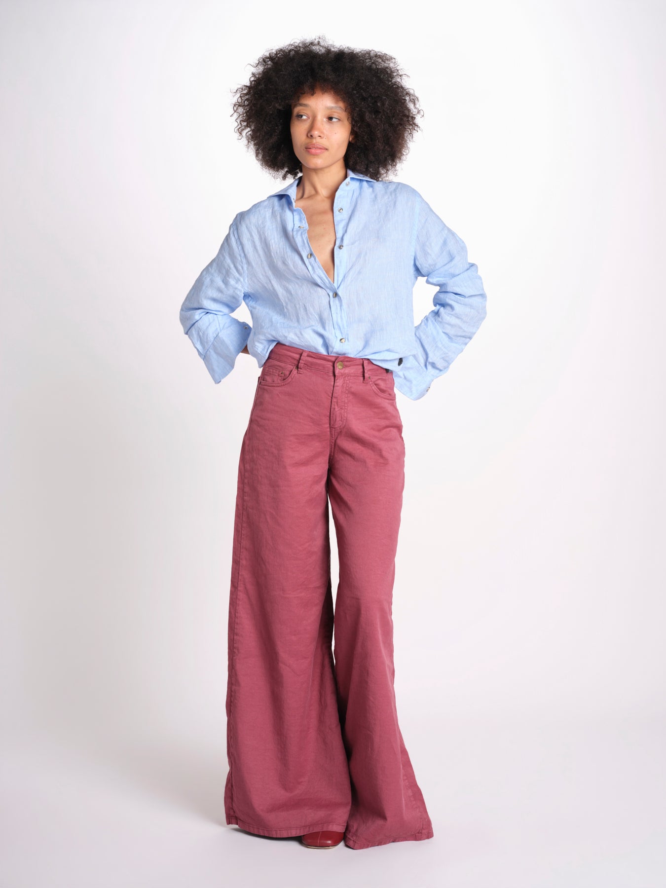 pantalone 4 tasche in misto lino SERENA XML01 197 BORGOGNA ps don't forget me 