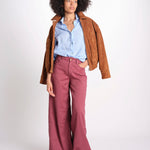 pantalone 4 tasche in misto lino SERENA XML01 197 BORGOGNA ps don't forget me 