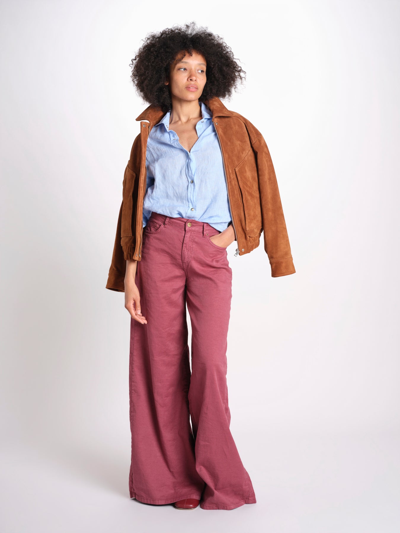 pantalone 4 tasche in misto lino SERENA XML01 197 BORGOGNA ps don't forget me 