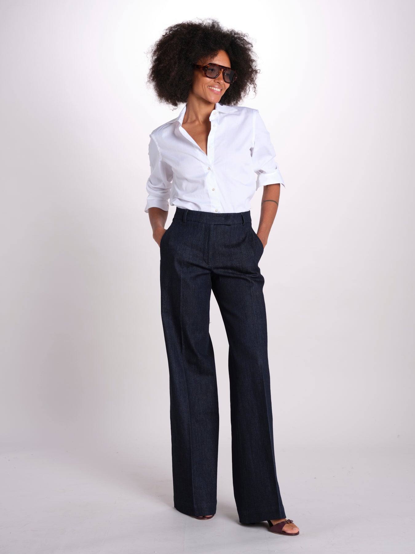 pantalone dritto in cotone MELODY 684 17015 quelledue 