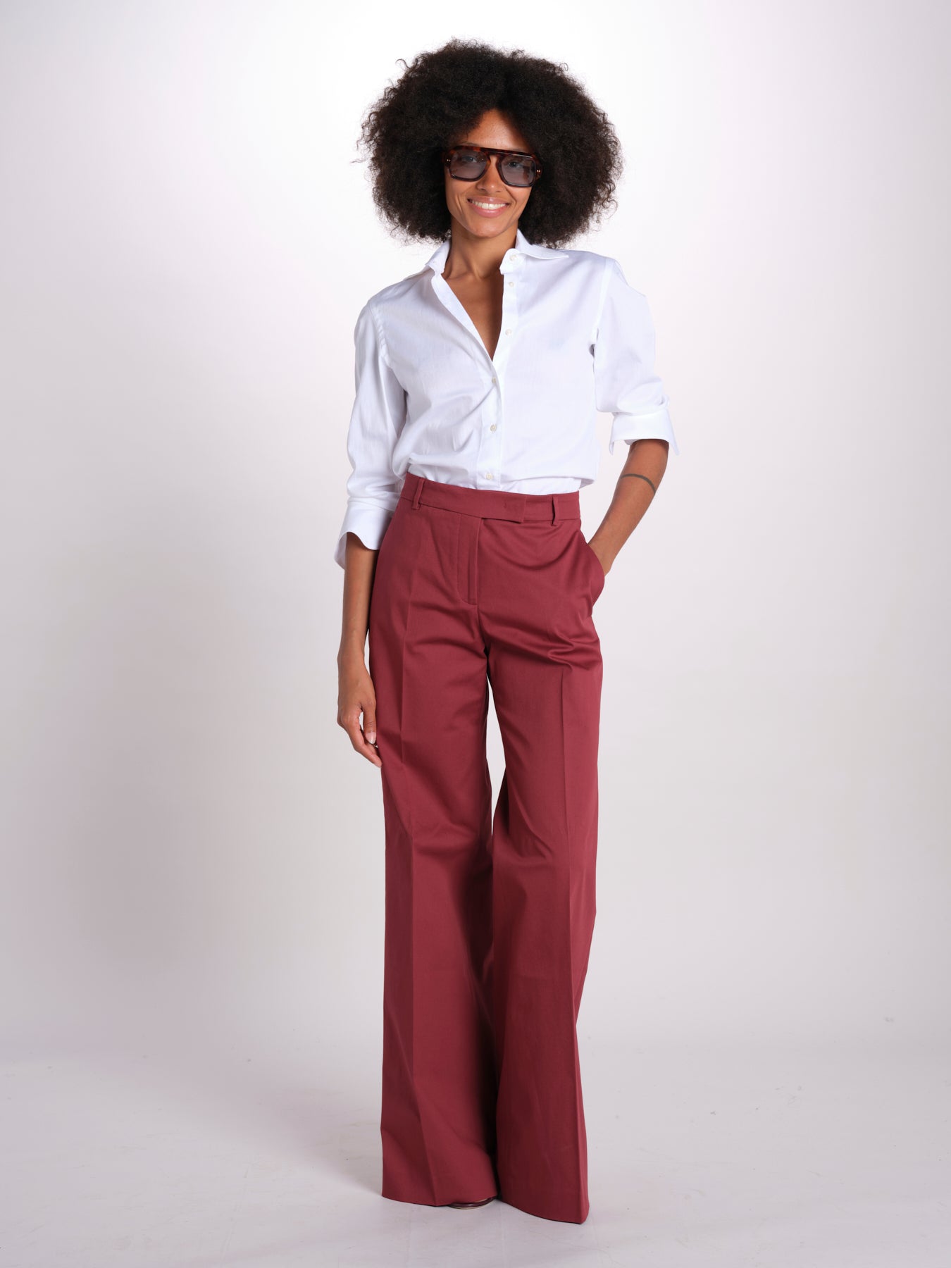 pantalone dritto in cotone MELODY 684 17025 quelledue 