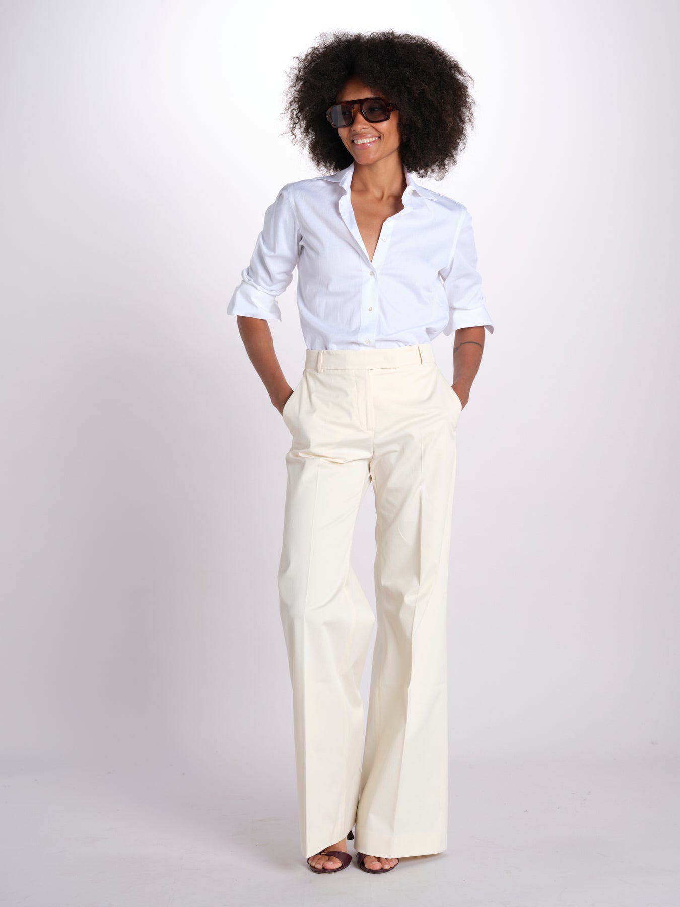 pantalone dritto in cotone MELODY 684 5410 quelledue 