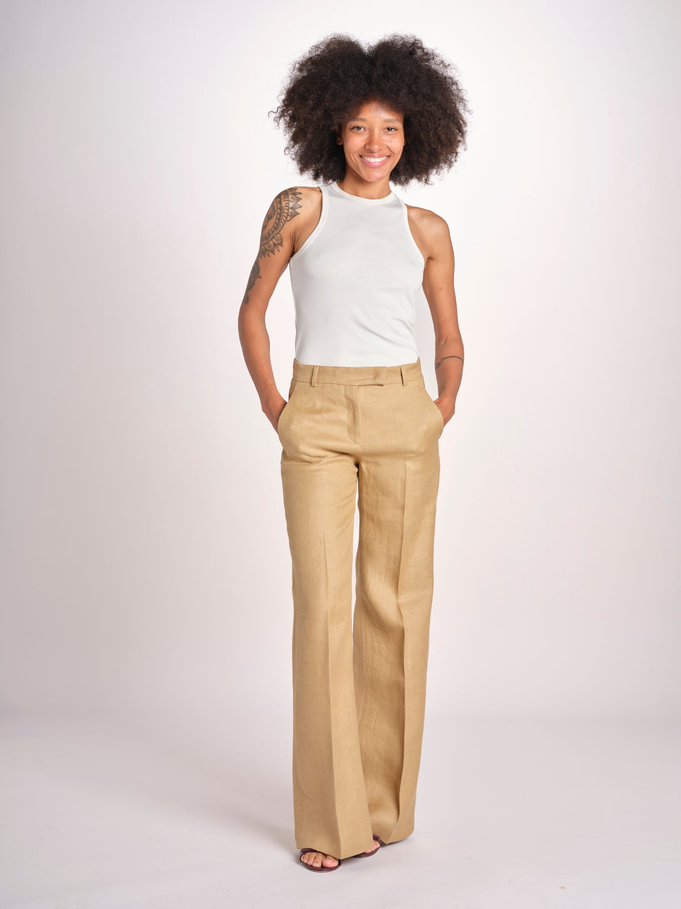 pantalone dritto in canapa MELODY L 33087 805 112 quelledue 