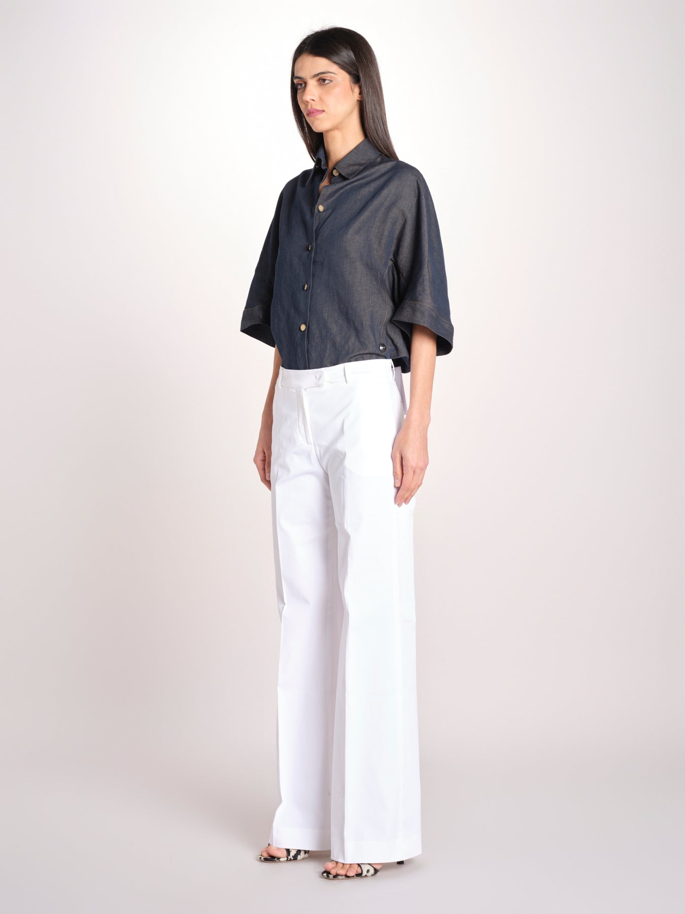 pantalone diritto in cotone MELODY L 684 54 14 BIANCO quelledue 