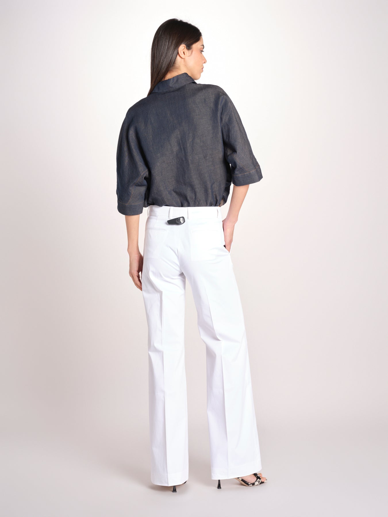 pantalone diritto in cotone MELODY L 684 54 14 BIANCO quelledue 
