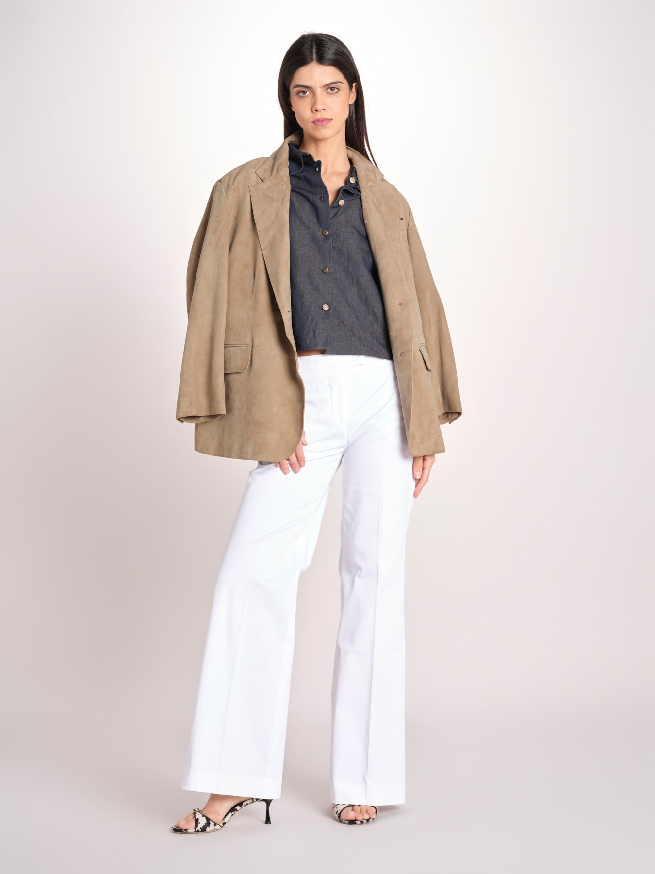 pantalone diritto in cotone MELODY L 684 54 14 BIANCO quelledue 