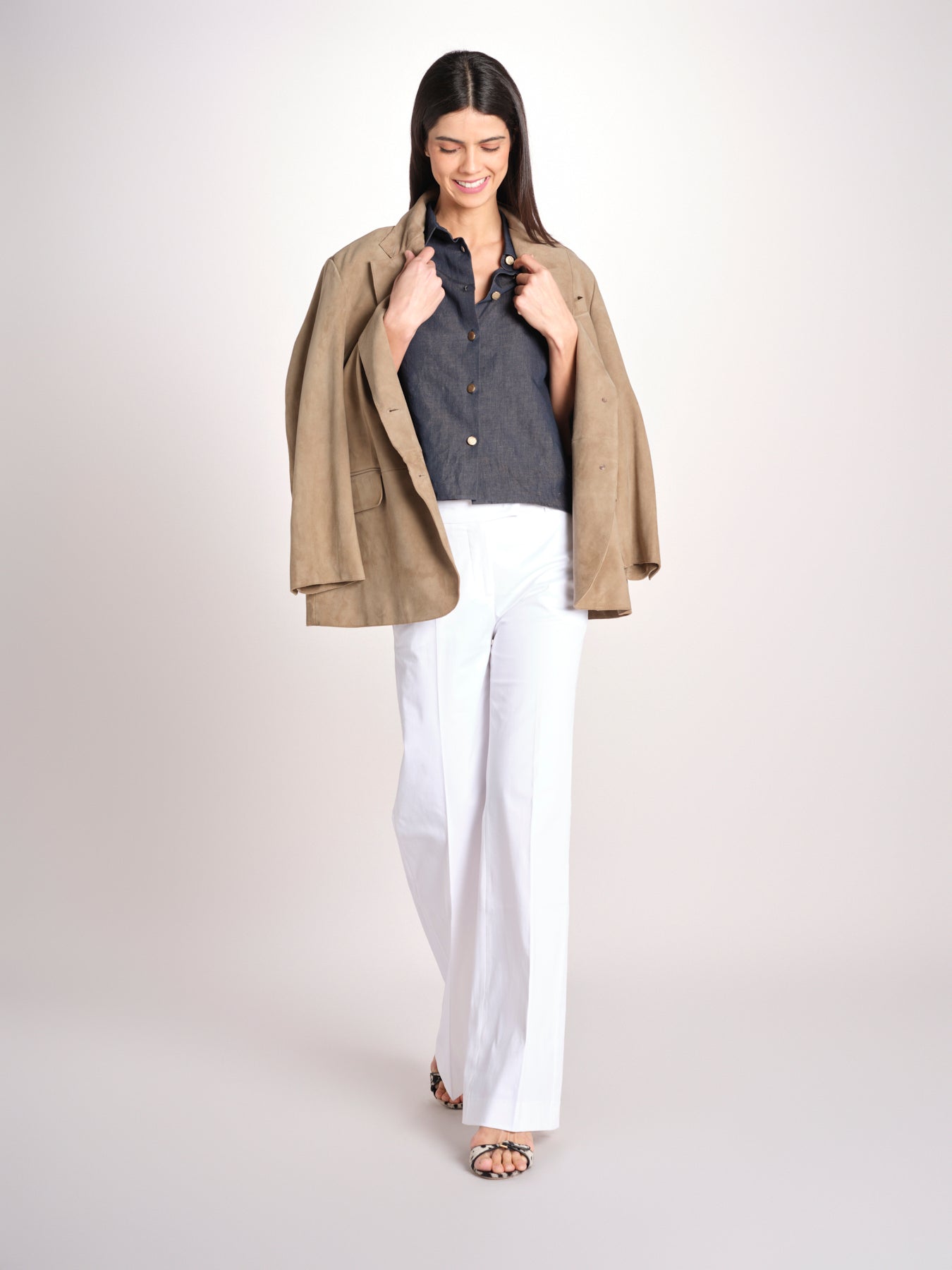 pantalone diritto in cotone MELODY L 684 54 14 BIANCO quelledue 