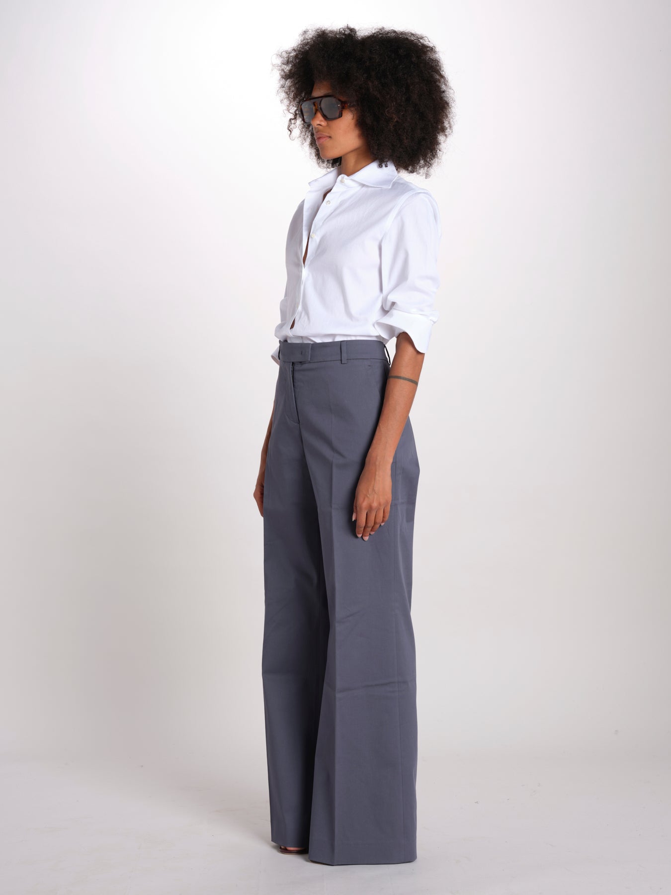 pantalone diritto in cotone MELODY L 684 54 70 SLATE quelledue 