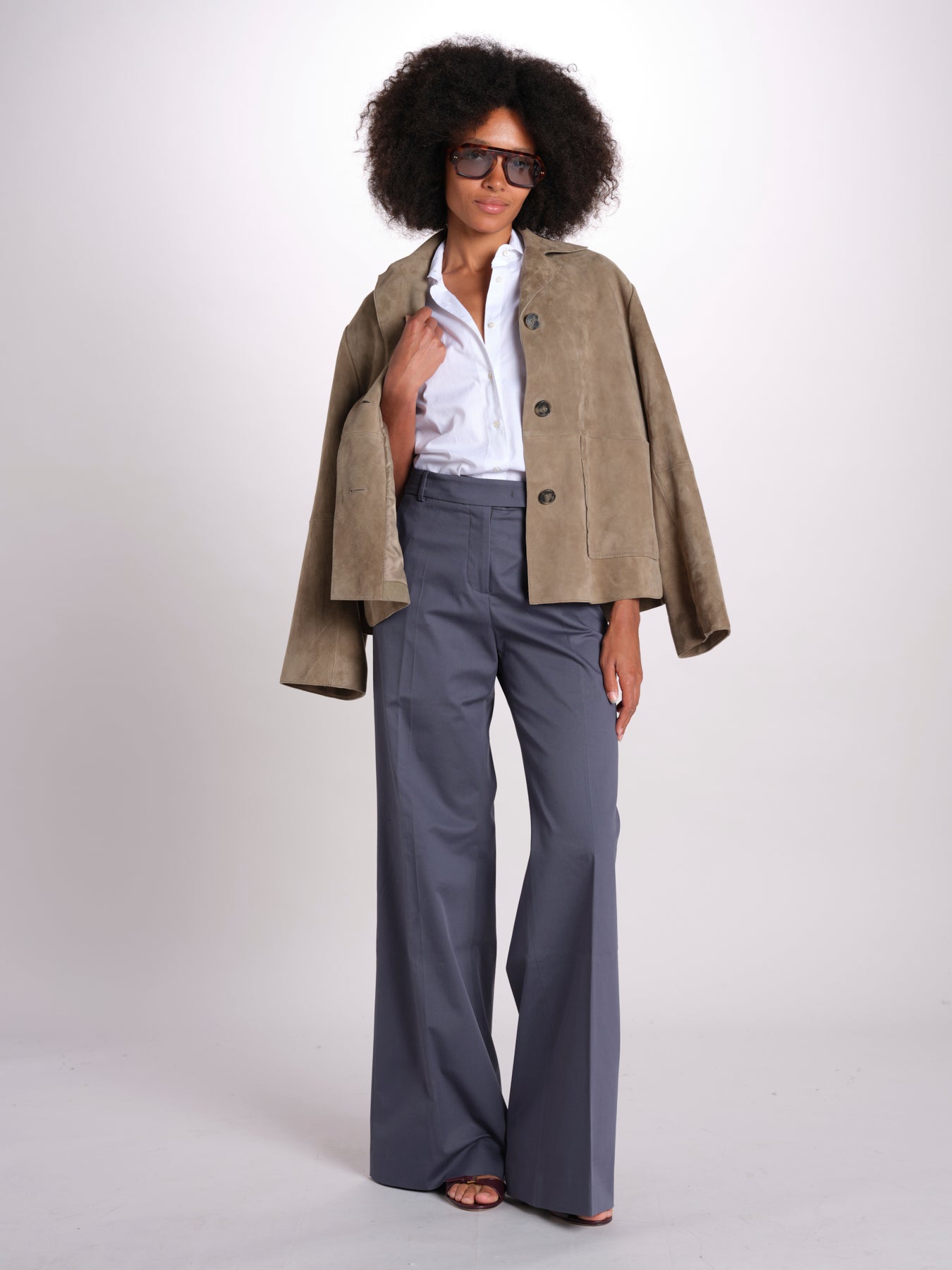 pantalone diritto in cotone MELODY L 684 54 70 SLATE quelledue 