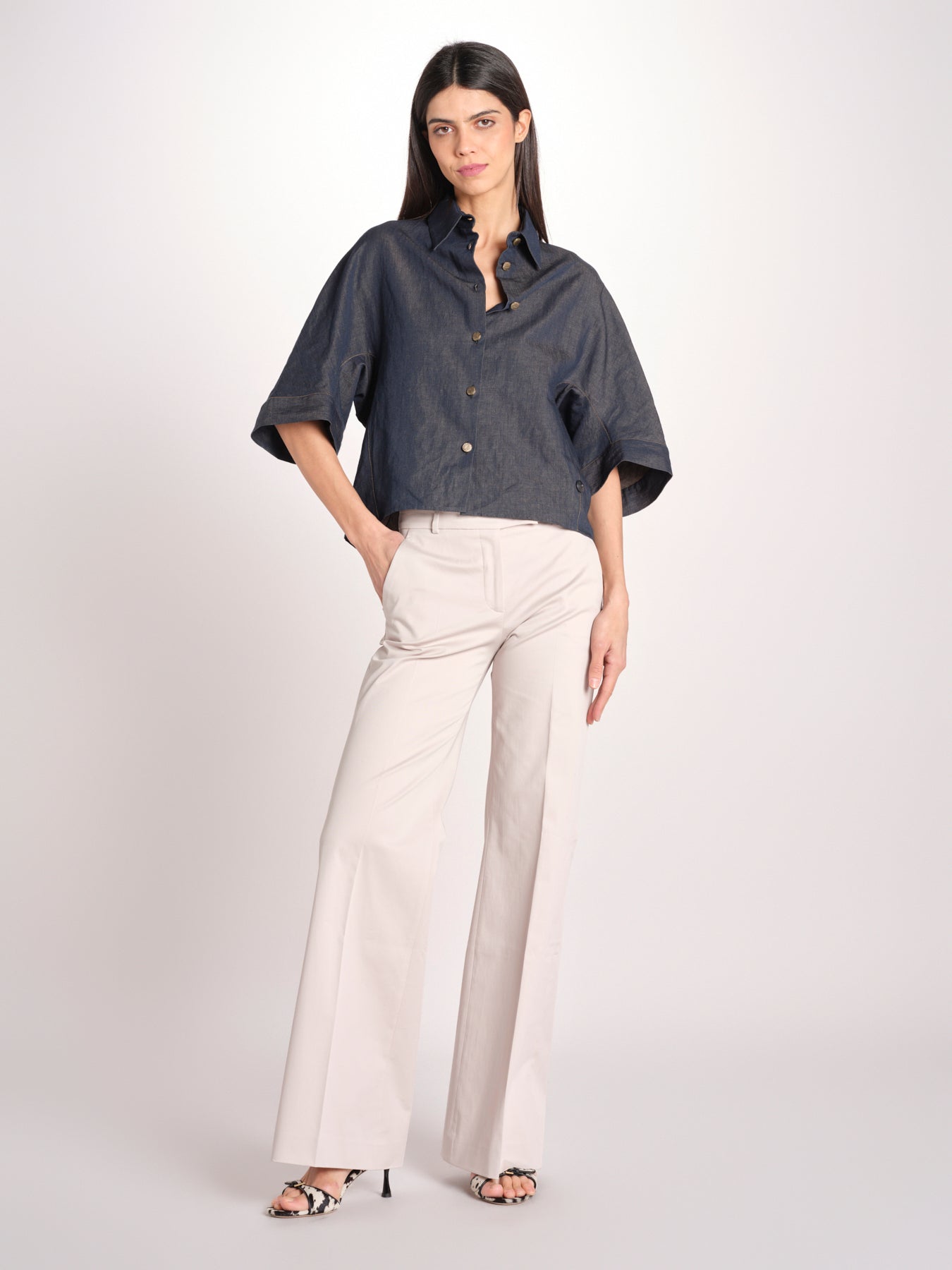 pantalone diritto in cotone MELODY L 684 54 85 PABBLE quelledue 