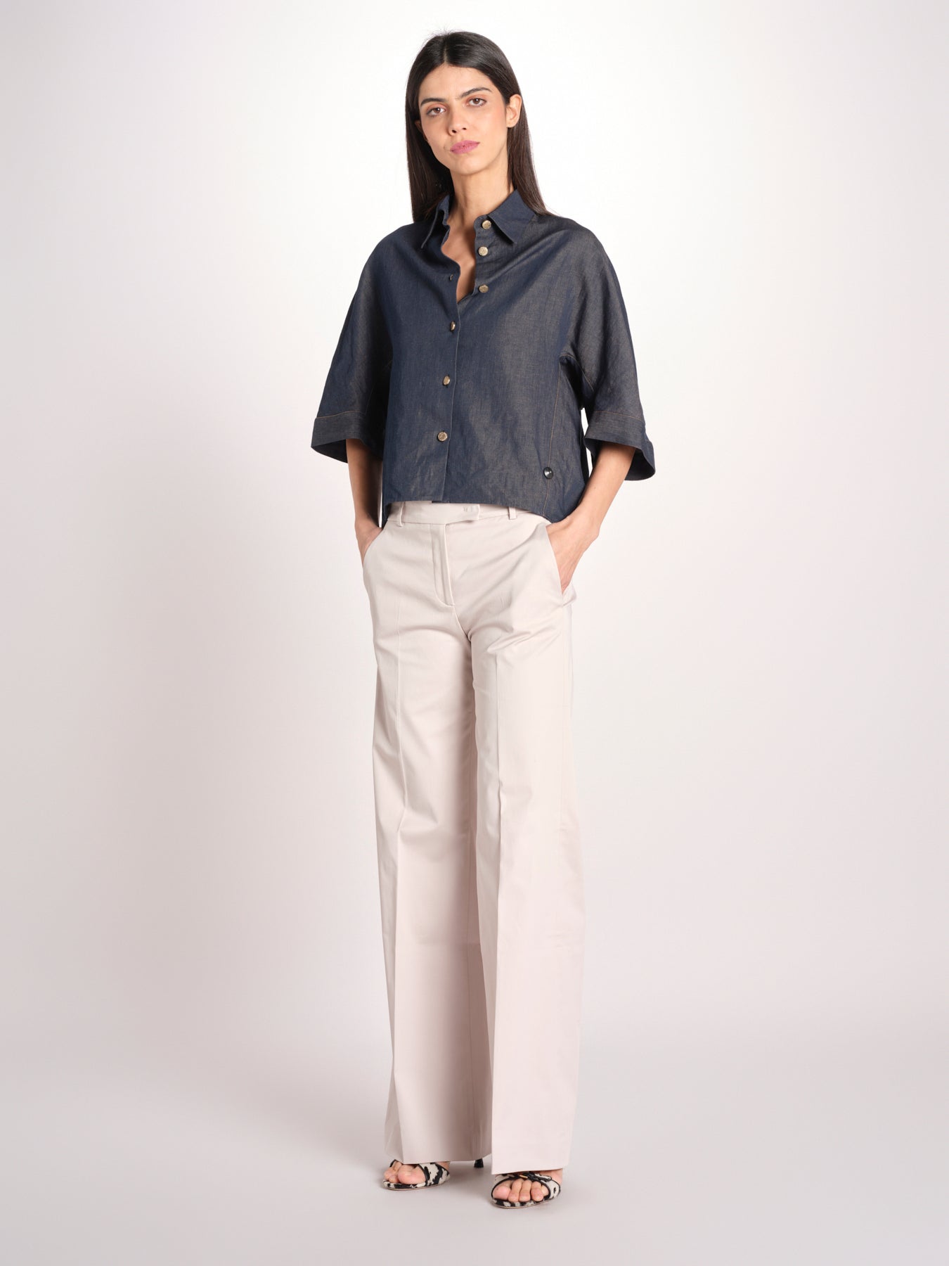 pantalone diritto in cotone MELODY L 684 54 85 PABBLE quelledue 