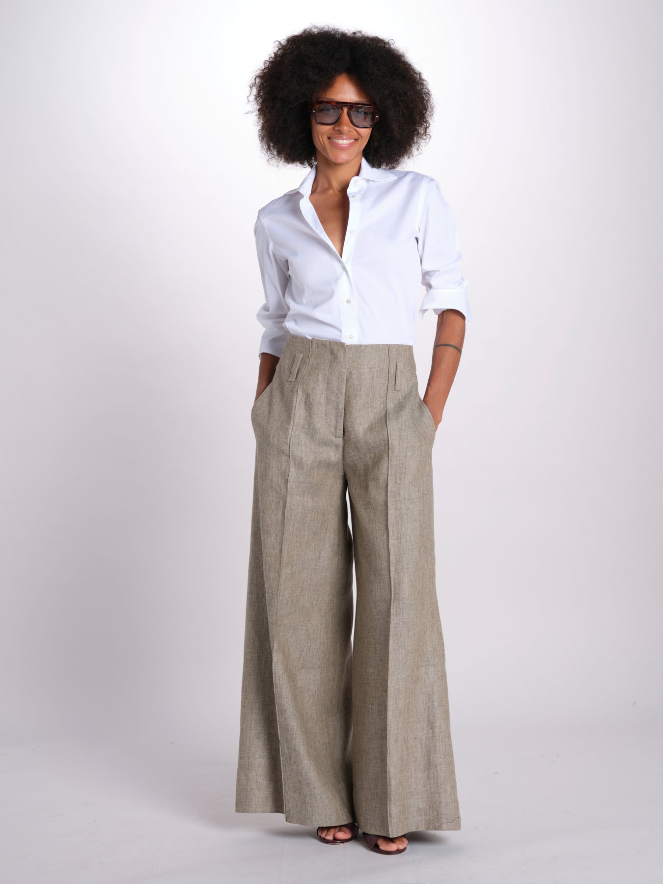 pantalone largo con nervature ORIANA 540 50326 quelledue 