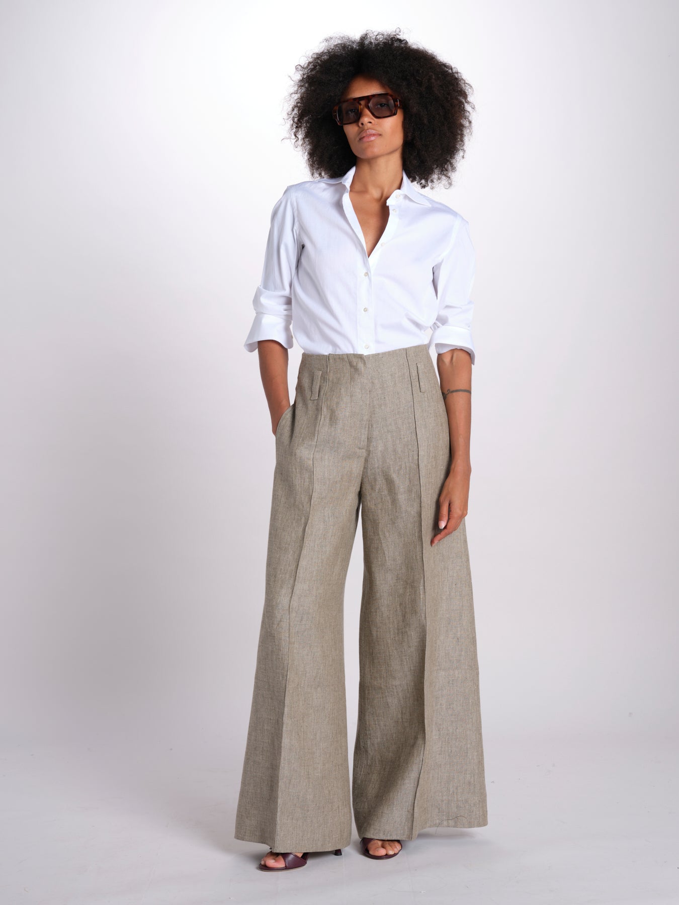 pantalone largo con nervature ORIANA 540 50326 quelledue 