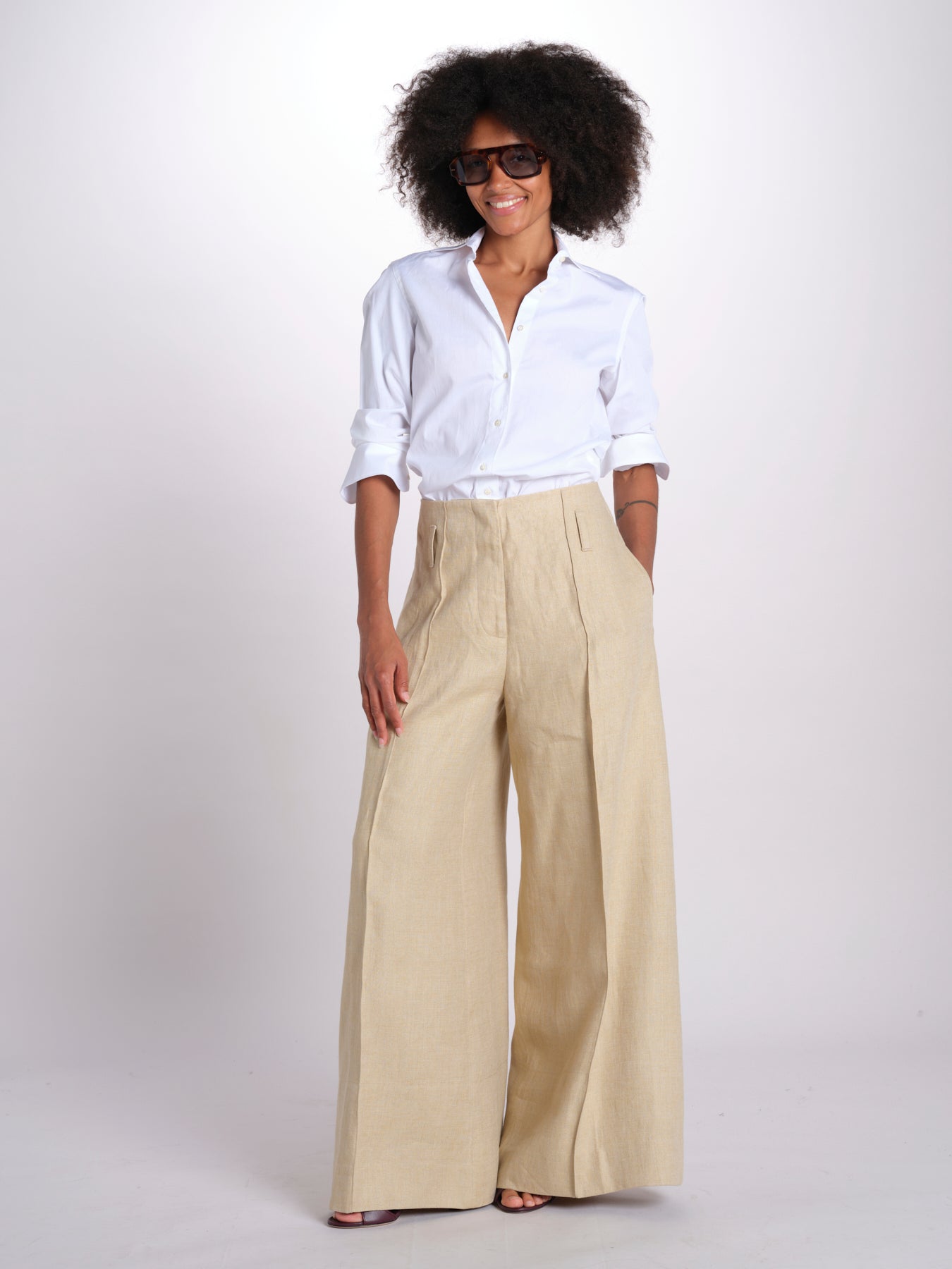 pantalone largo con nervature ORIANA 540 50340 quelledue 