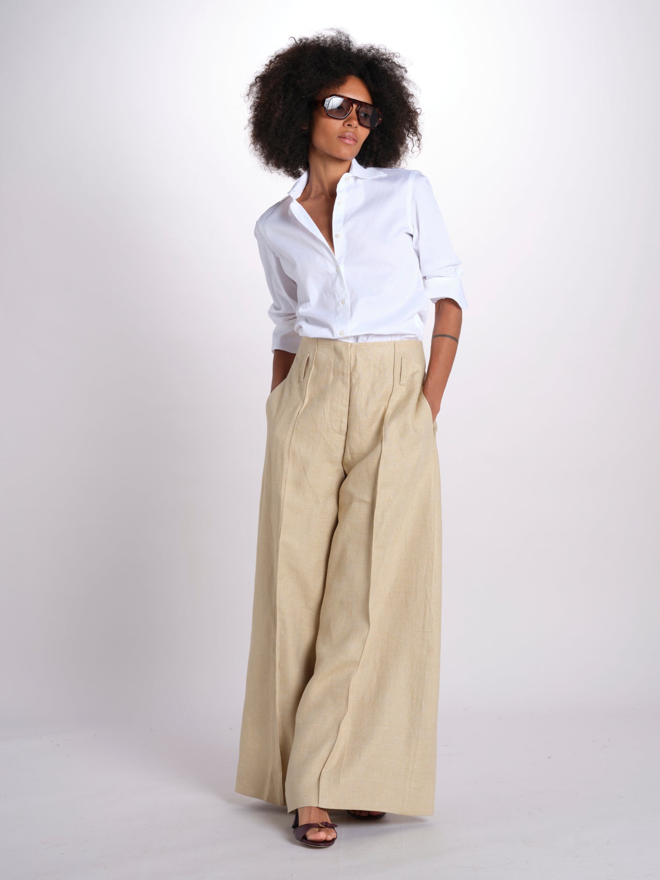 pantalone largo con nervature ORIANA 540 50340 quelledue 