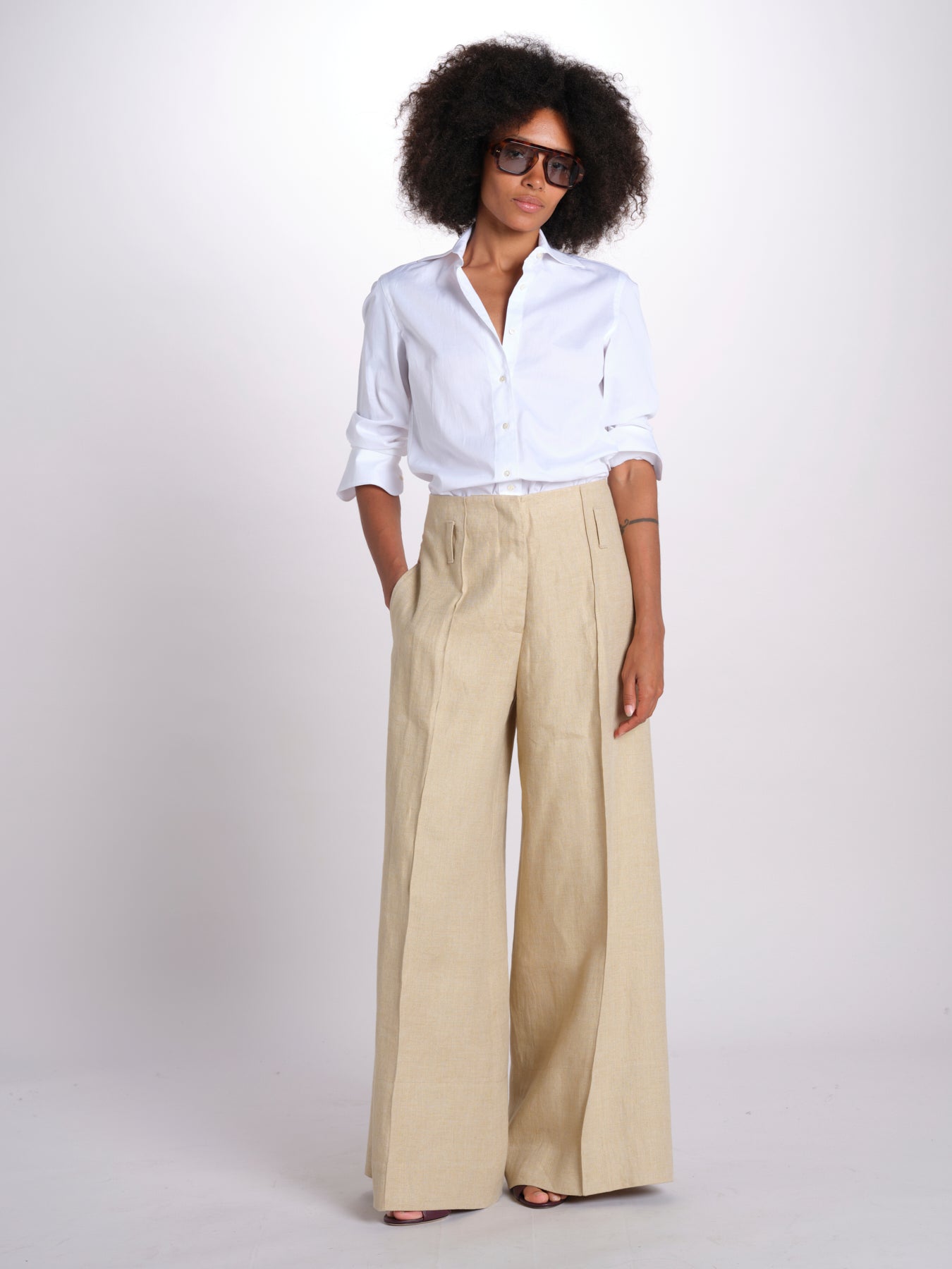 pantalone largo con nervature ORIANA 540 50340 quelledue 