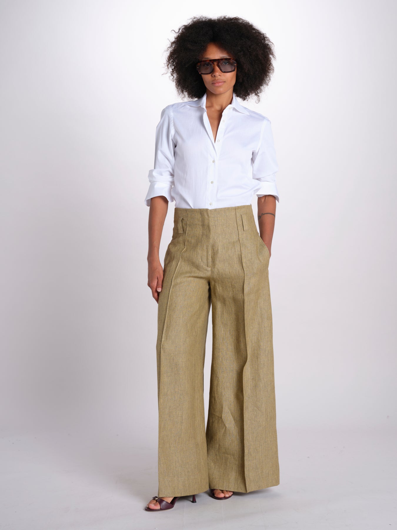 pantalone largo con nervature ORIANA 540 50352 quelledue 