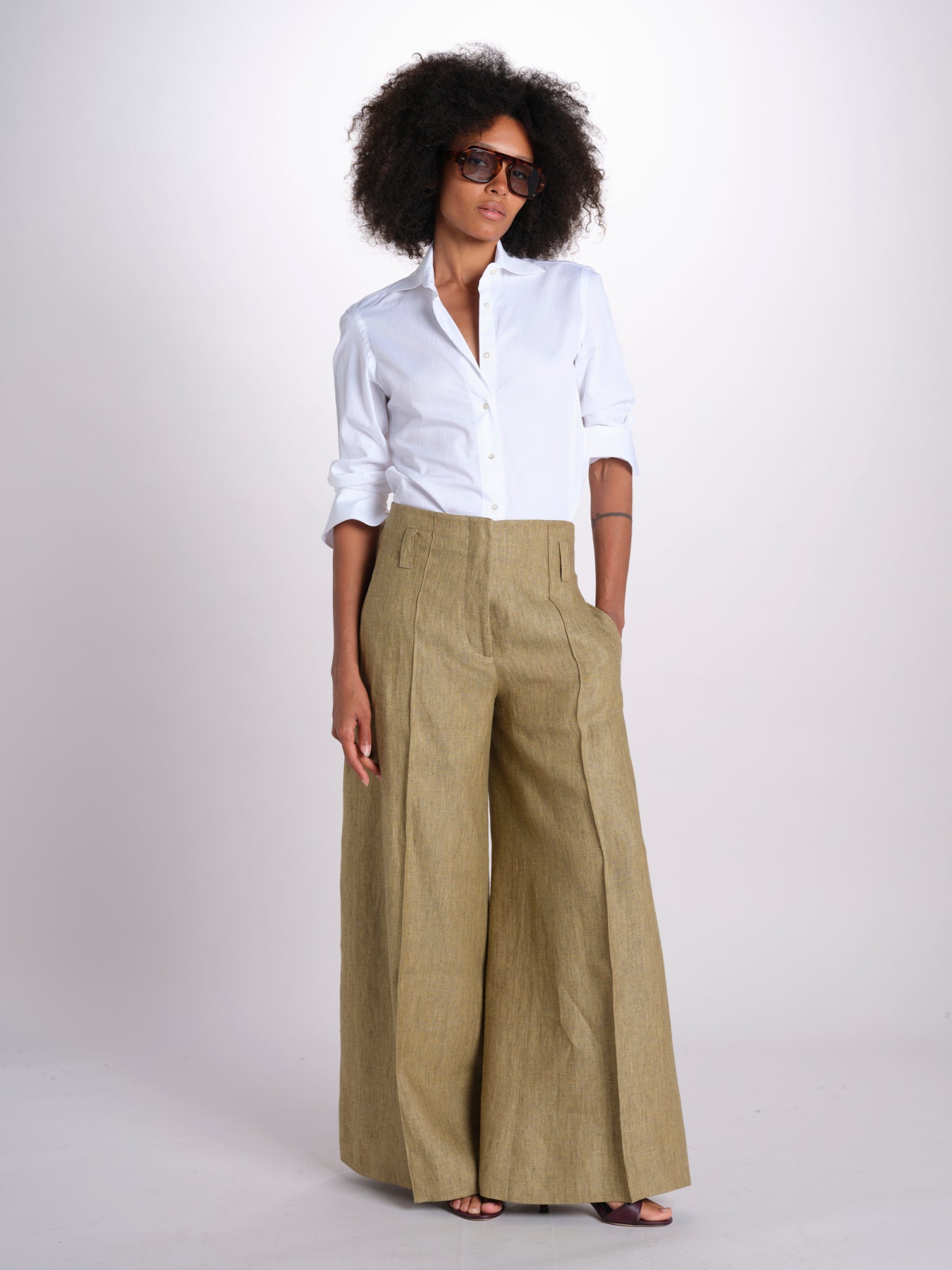 pantalone largo con nervature ORIANA 540 50352 quelledue 