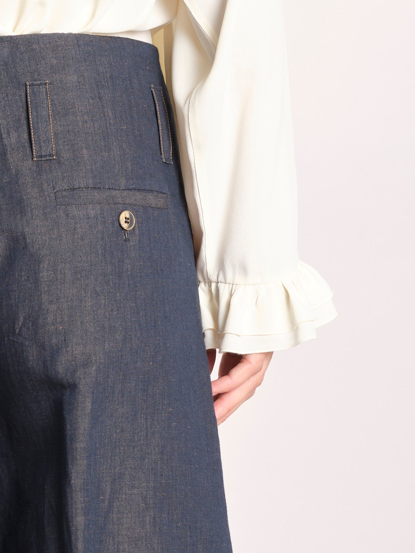 pantalone largo con nervature ORIANA 540 356 606 quelledue 