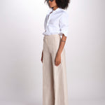 pantalone largo con nervature in lino ORIANA 540 50043 712 BEIGE quelledue 