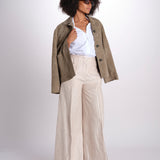 pantalone largo con nervature in lino ORIANA 540 50043 712 BEIGE quelledue 